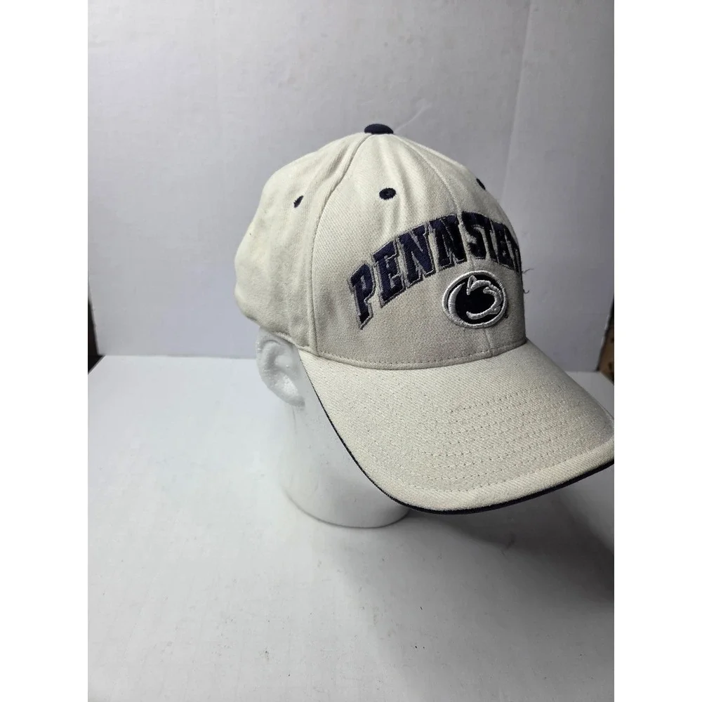 Penn State Nittany Lions Fitted Hat Team Spirit Cream Navy Blue Size 7 1/4 Hat‎
